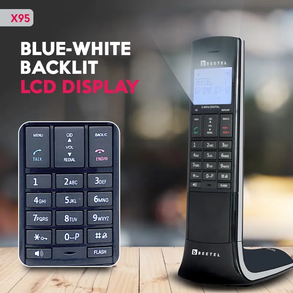 Beetel Wireless Telephone Set X95 (Black/Grey) view 2